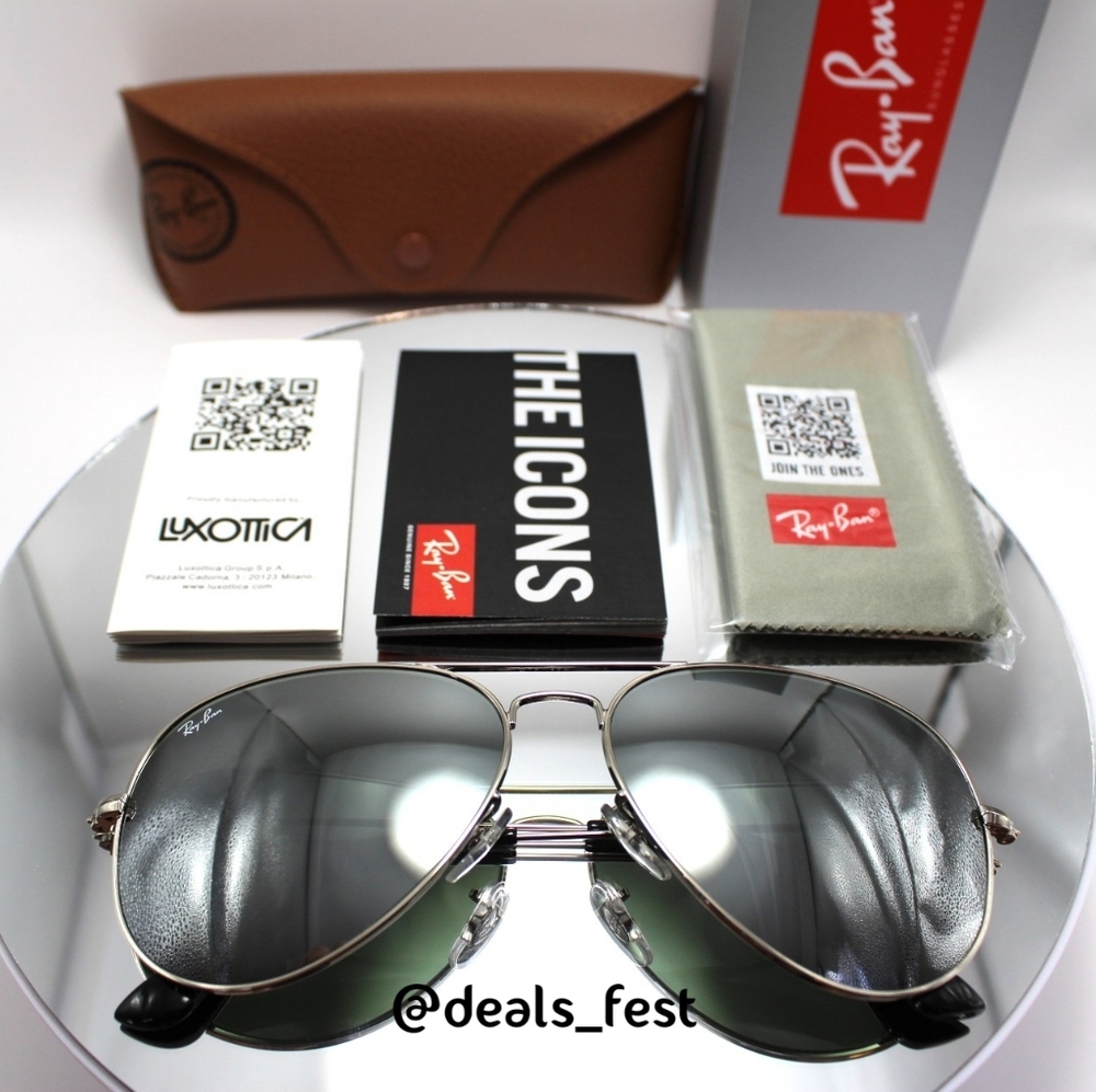 Model Display RayBan Aviator Silver RB3025 Mirror - Picture 15 of 17